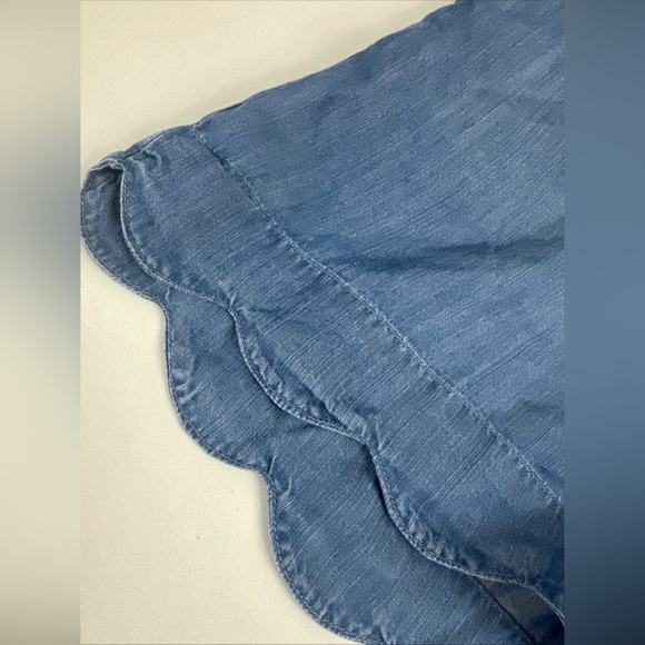 NWT Cato Scalloped Hem Blue Lyocell Shorts Women's Size 6 Elastic Waist - Picture 2 of 7